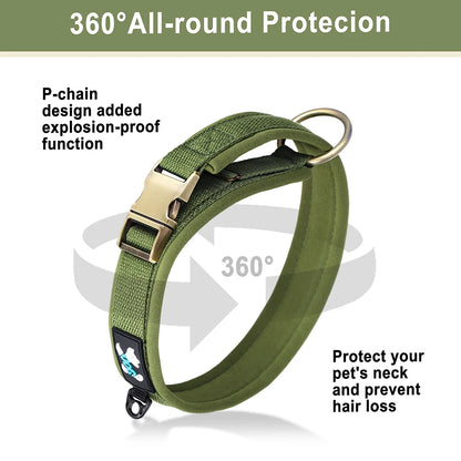 Soft Padded Dog Collar - Adjustable Nylon Pet Collar for Dogs Green
