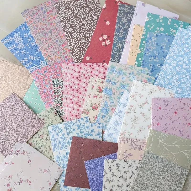 Vintage Scrapbooking Paper Set - 60 Retro Collage Cards DIY B