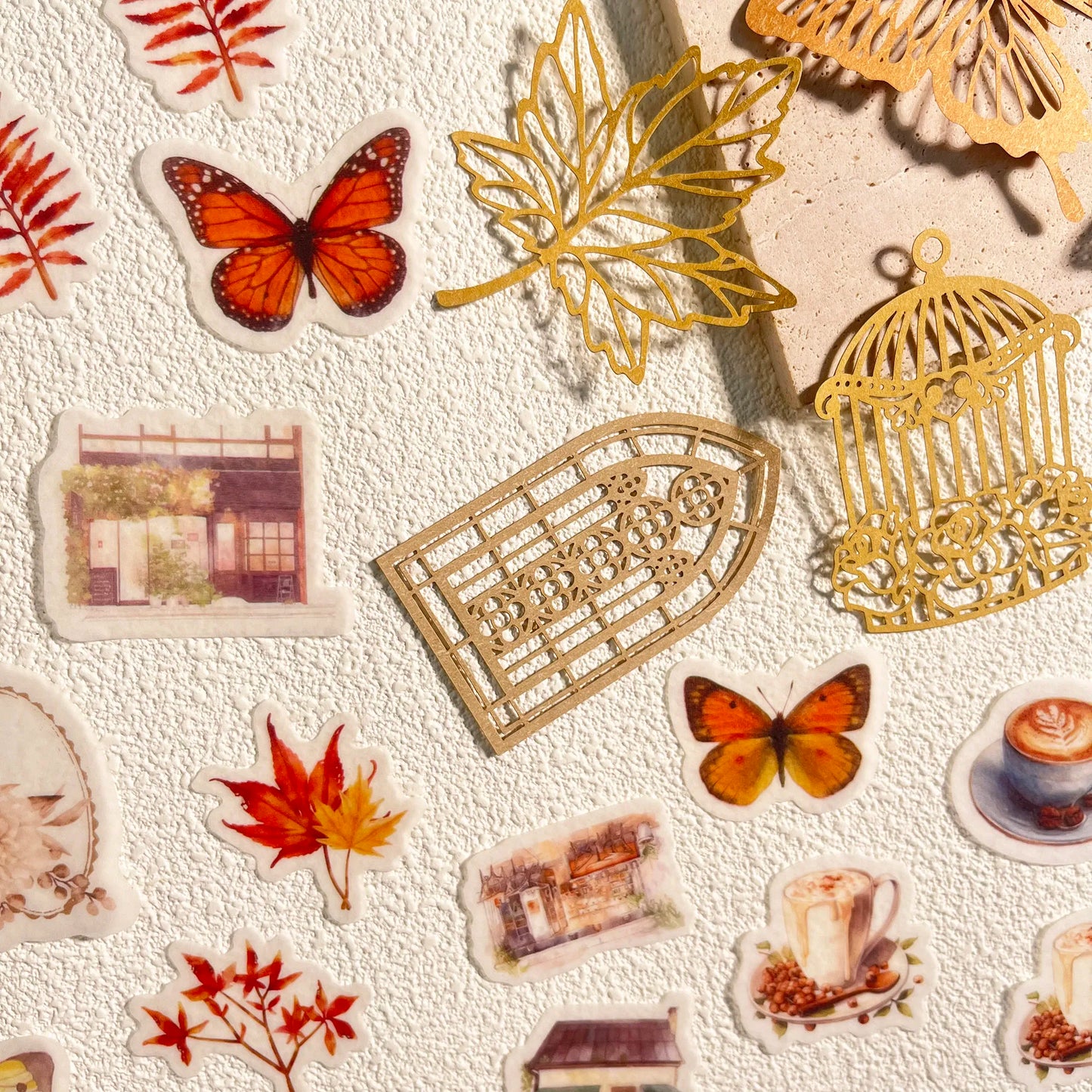 Vintage Scrapbook Set - 56 Pieces DIY Journal Supplies Kit