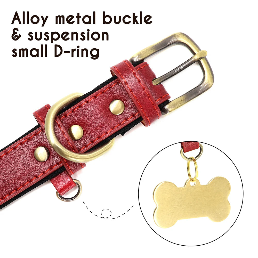 PU Leather Dog Collar Leash Set - Soft Adjustable for Small Dogs