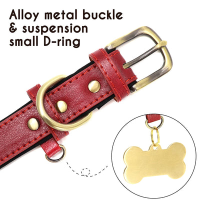 PU Leather Dog Collar Leash Set - Soft Adjustable for Small Dogs