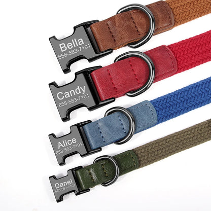 Custom Dog Collar with Name - Adjustable Nylon Pet Collar