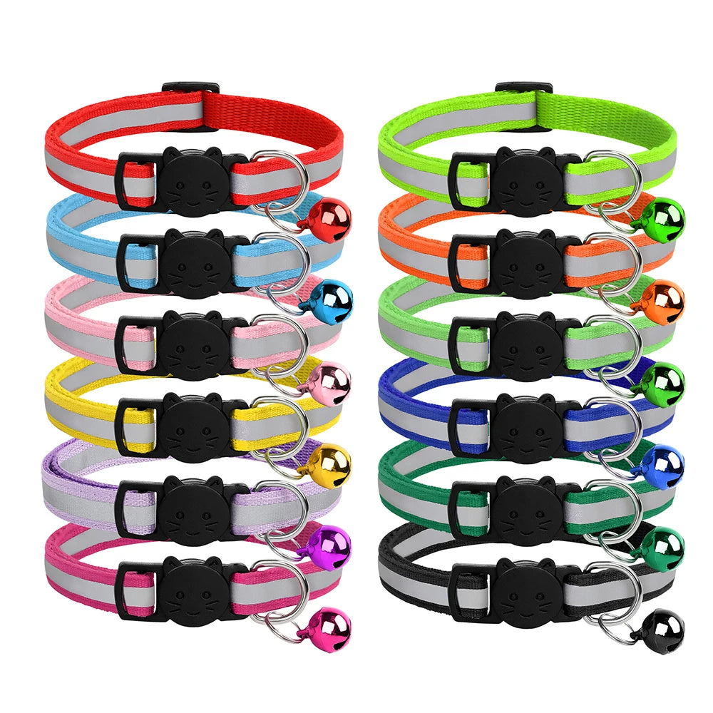 Breakaway Cat Collar with Bell - Reflective Safety Nylon Collar