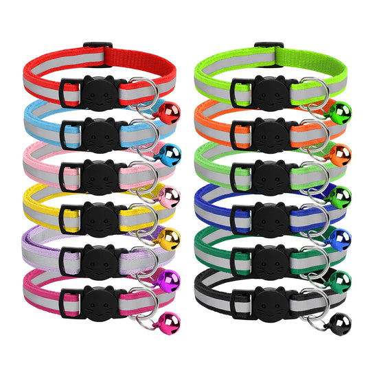 Breakaway Cat Collar with Bell - Reflective Safety Nylon Collar