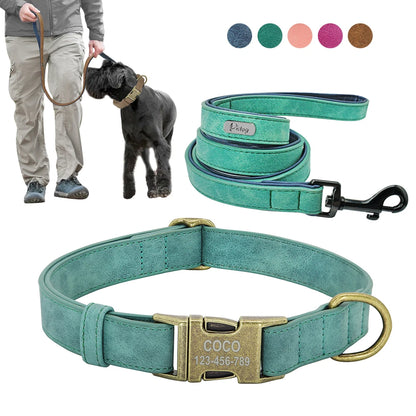 Personalized Dog Collar & Leash Set - Custom Engraved Pet Accessories