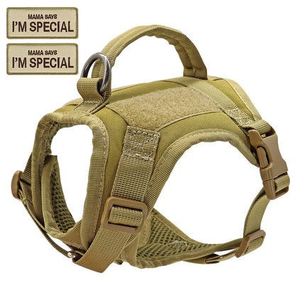 Tactical Cat Harness Vest with Handle - Military Style Nylon Khaki Free Size