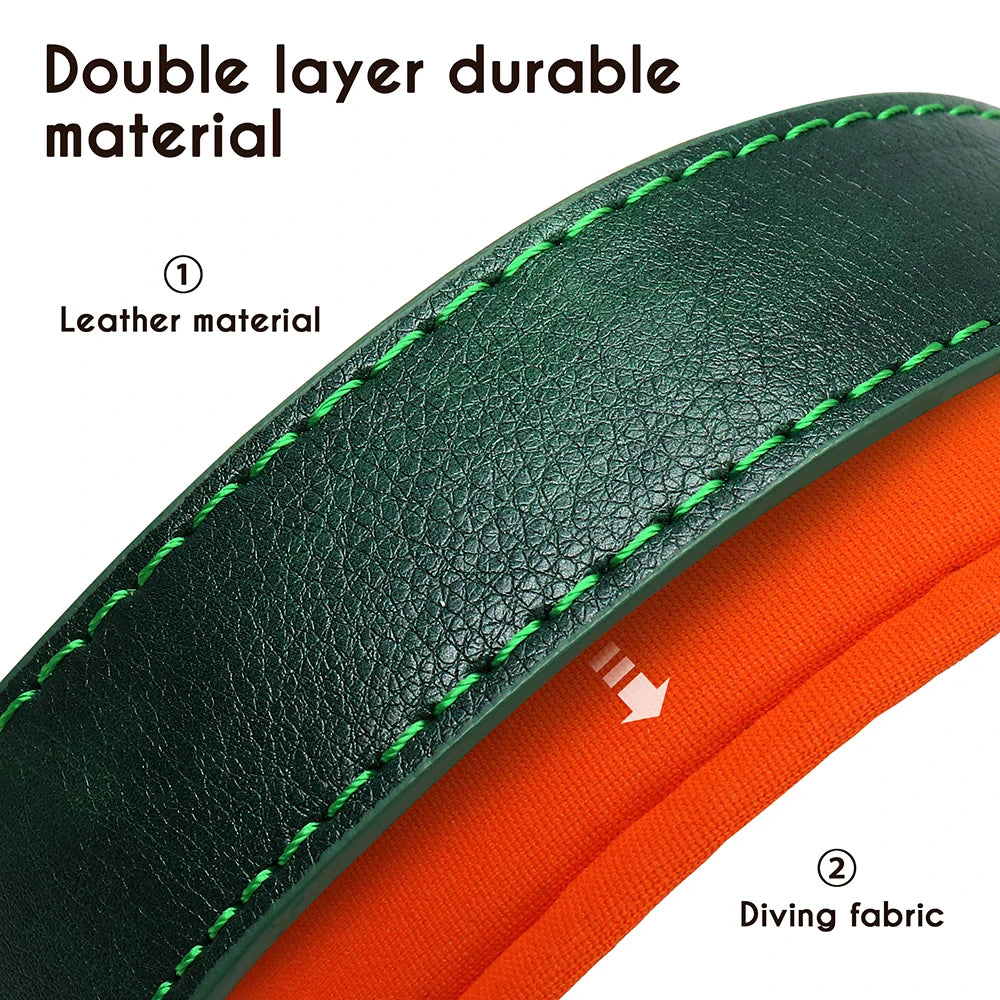 Personalized PU Leather Dog Collar with Free Engraving - Soft Padded