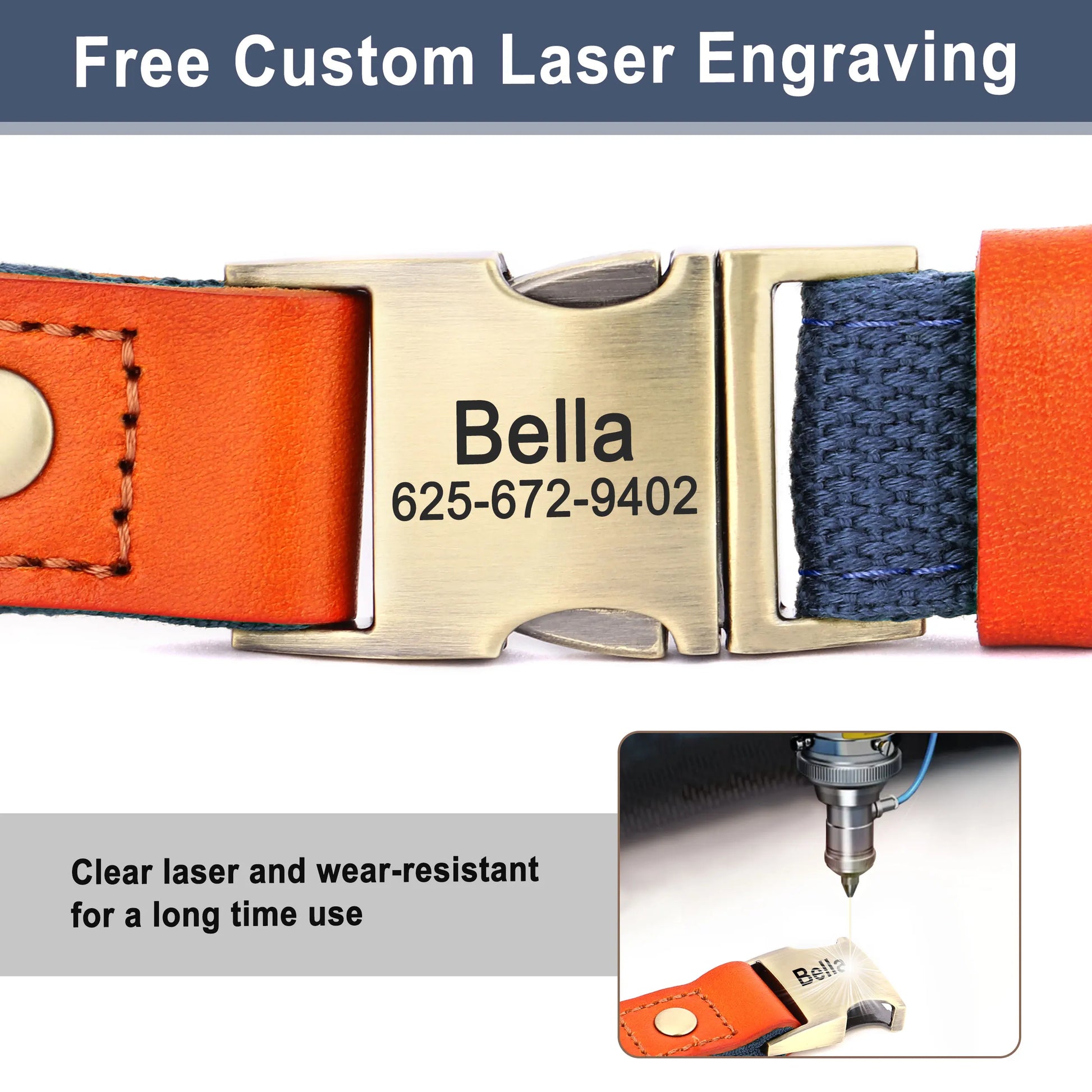 Custom Dog Collar with ID Tag - Personalized Nylon Leather Pet
