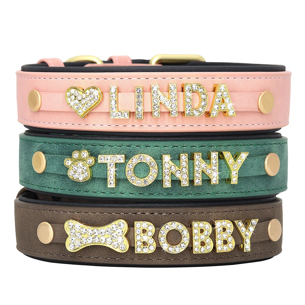 Personalized Soft Dog Collar with Free Rhinestone Charm