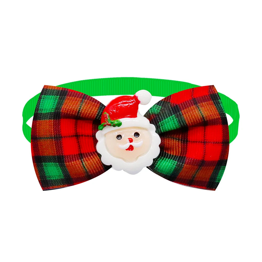 Christmas Dog Bowties Set - 30 Festive Plaid Bow Ties for Dogs