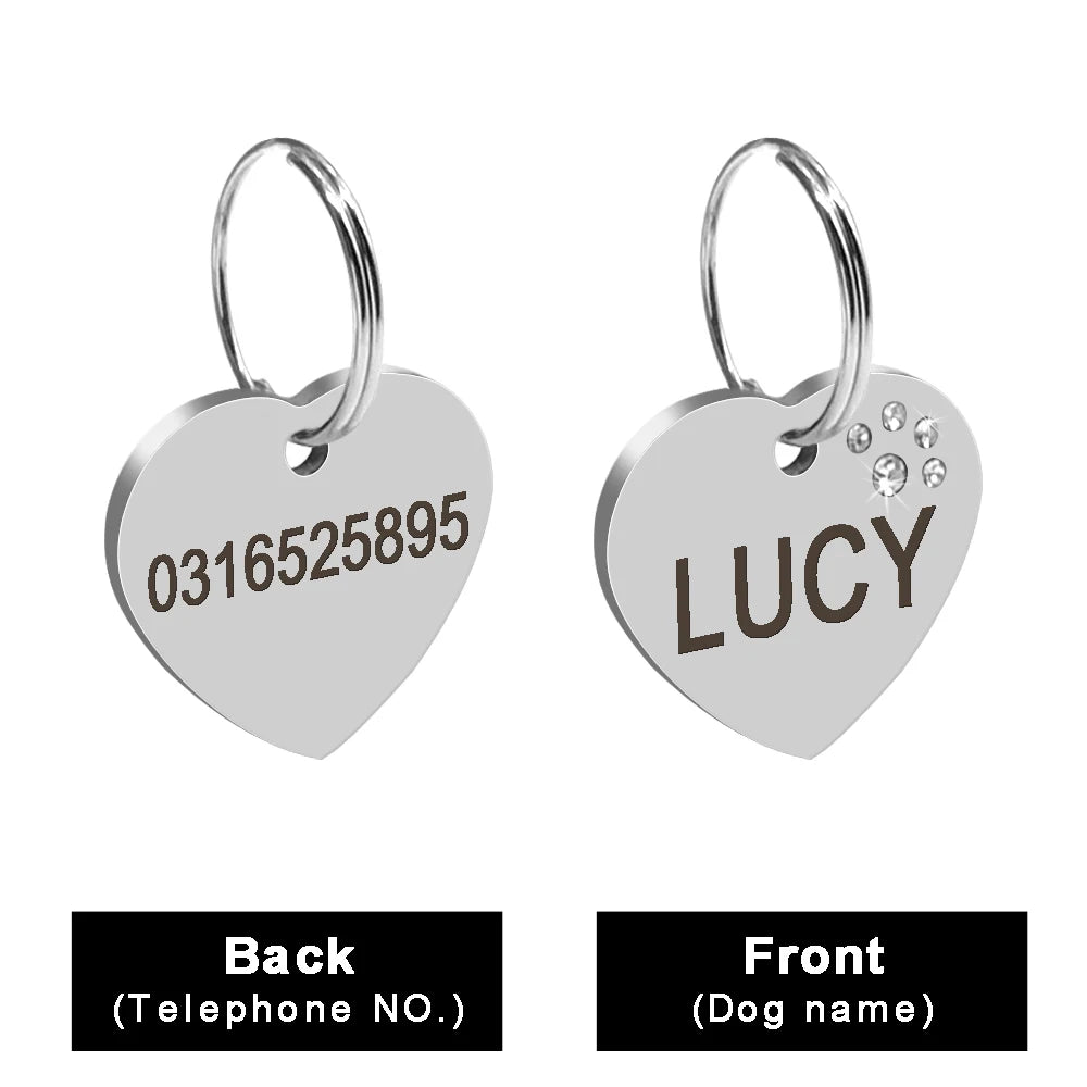 Personalized Cat Dog ID Tag - Engraved Nameplate for Collar 024 S
