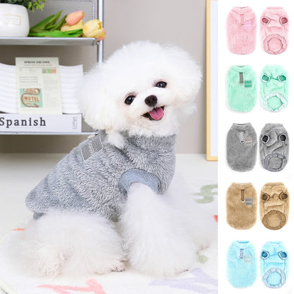 Soft Plush Dog Clothes T-Shirt Small Medium Dogs Cats - Warm Outfit