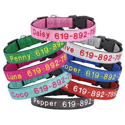Personalized Reflective Dog Collar - Custom Embroidered Name & Phone