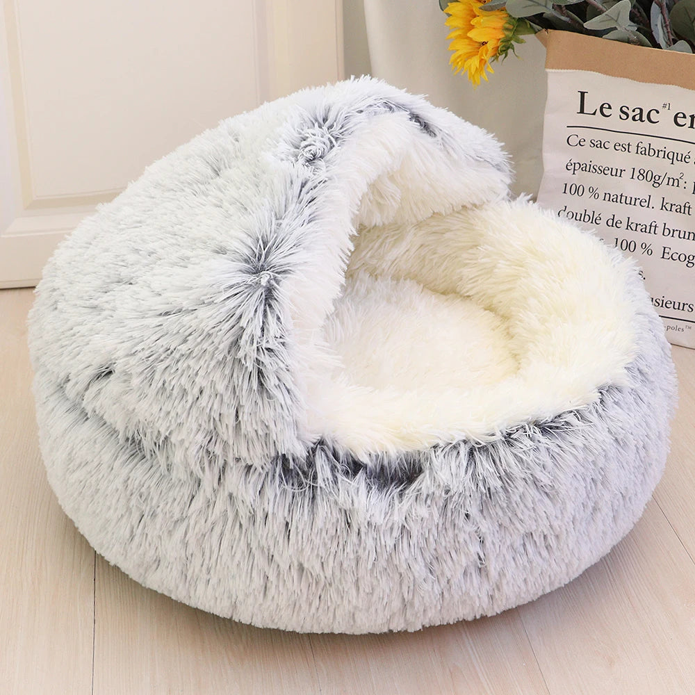 Super Soft Cat Bed House - Warm Winter Pet Sleeping Nest for Cats and Small Dogs 124 gray