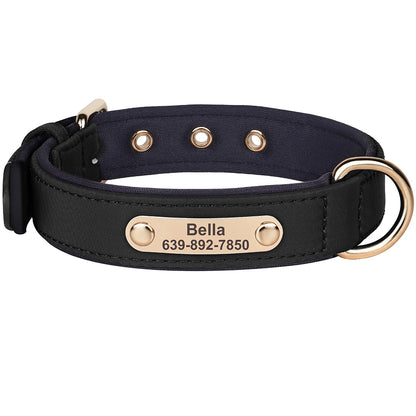 Custom Dog Collar Soft Padded Waterproof Nylon Pet Collar Black
