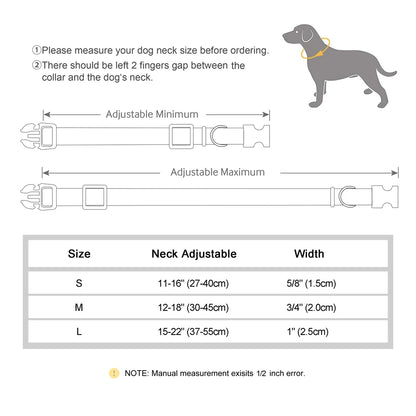 Custom Dog Collar with ID Tag - Personalized Nylon PU Leather