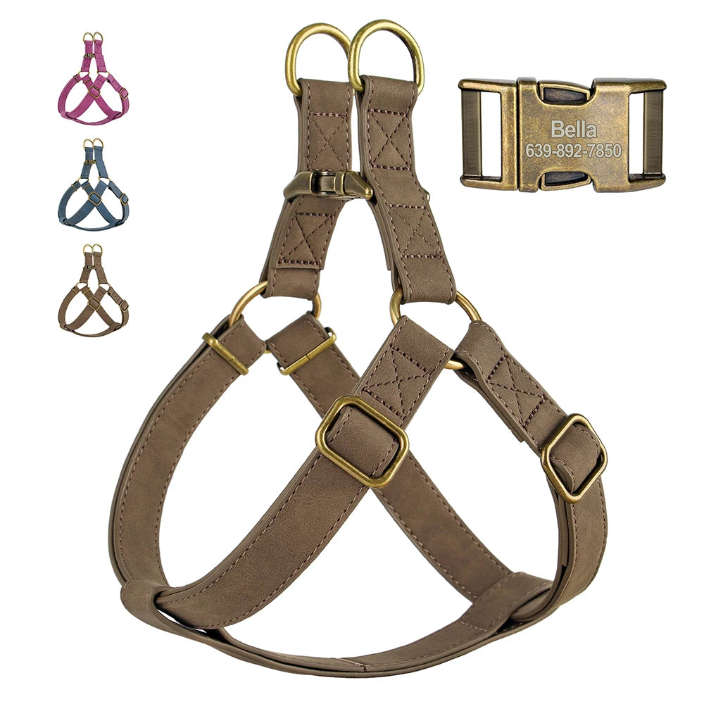 Personalized Dog Harness - Custom Engraved PU Leather Vest