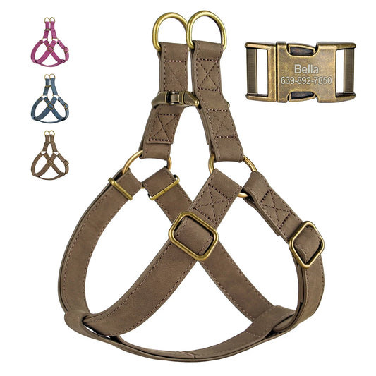 Personalized Dog Harness - Custom Engraved PU Leather Vest