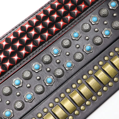 Luxury Leather Dog Collar 2 Inch Wide Diamond Spike - Large Dogs