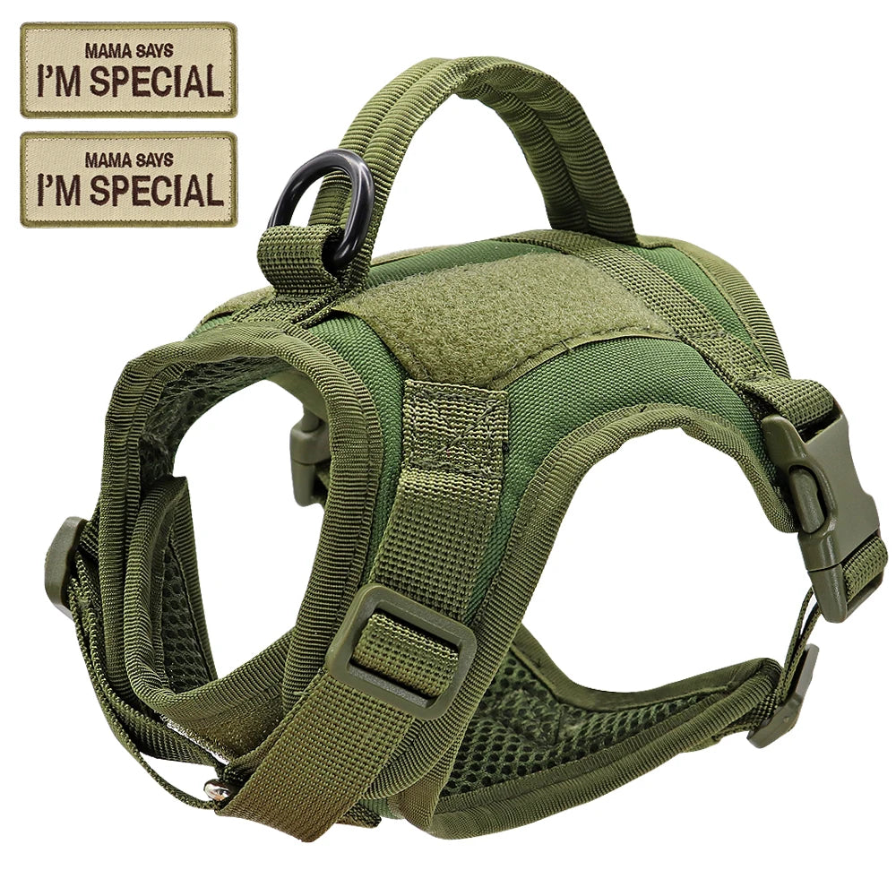 Tactical Cat Harness Vest with Handle - Military Style Nylon Green Free Size