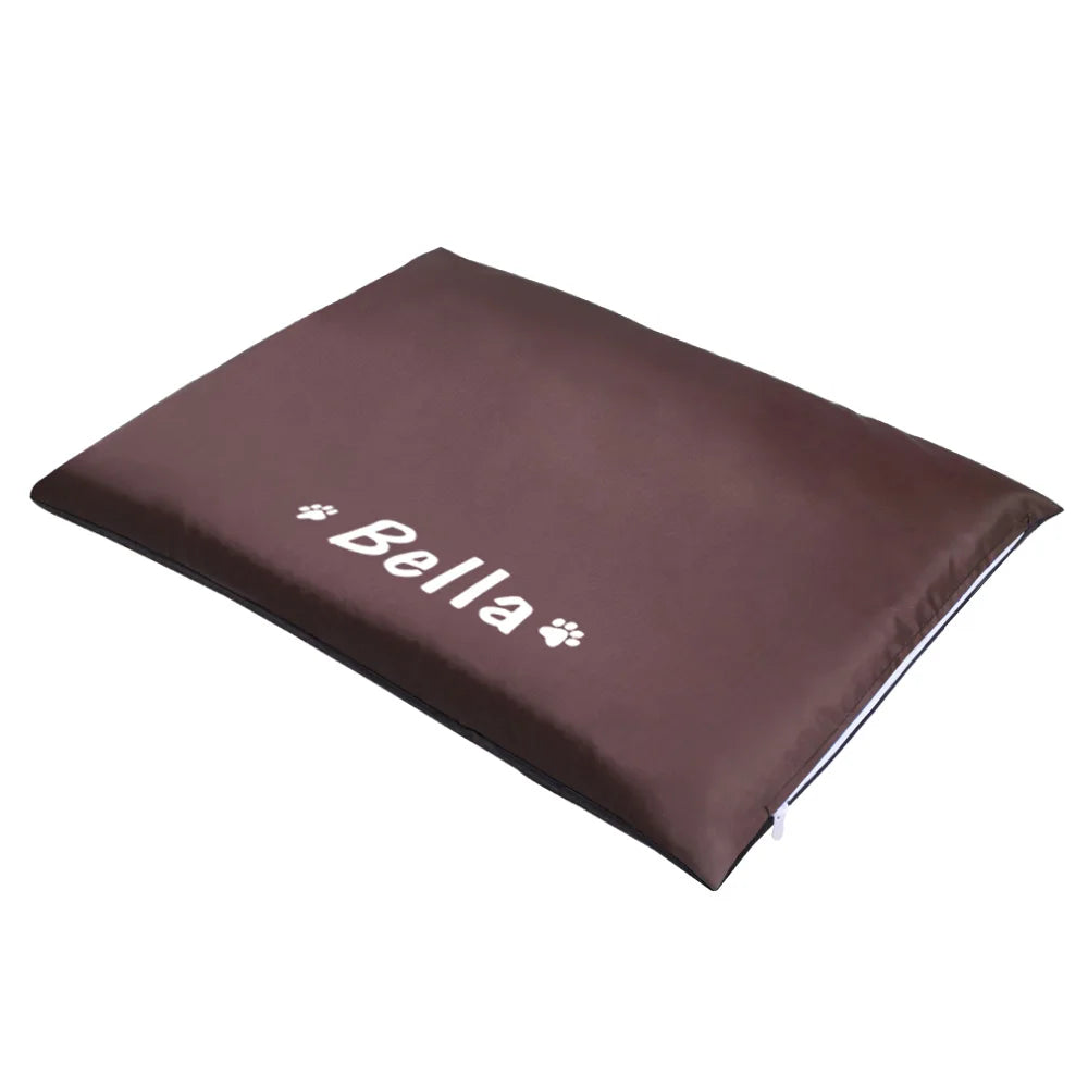 Personalized Waterproof Pet Bed Mat - Custom Name Print Non-Slip Coffee