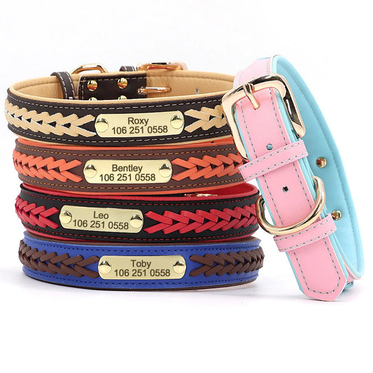 Personalized Dog Collar with Free Engraving - Premium PU Leather