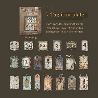 Vintage Relief Tags Stickers - 20pcs Scrapbooking Art Collage F