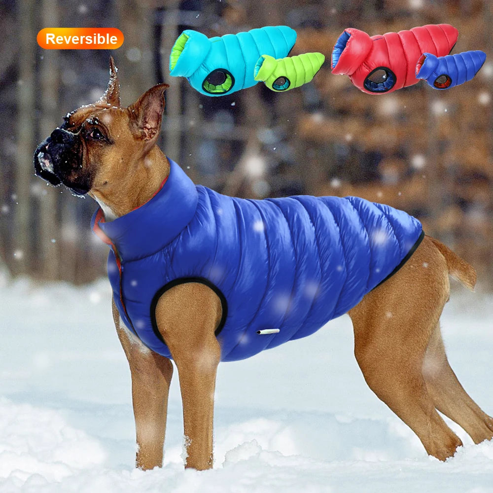 Waterproof Dog Winter Jacket Reversible - 3 Layer Warm Vest Coat