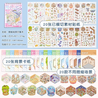 3D Landscape Stickers Pack - 20 Sheets Scene Sticker Book C