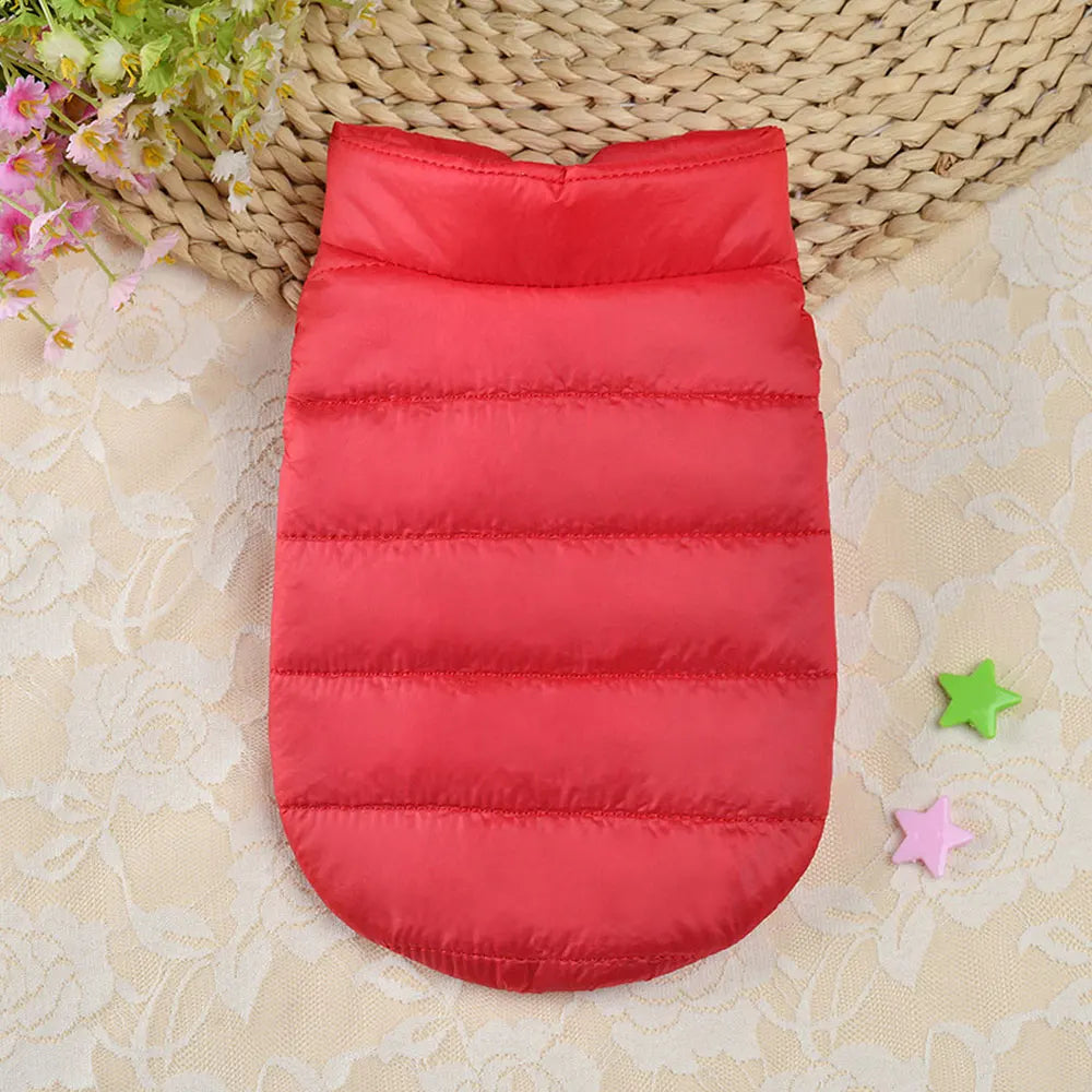 Winter Dog Jacket - Warm Down Coat for Small Medium Dogs Red