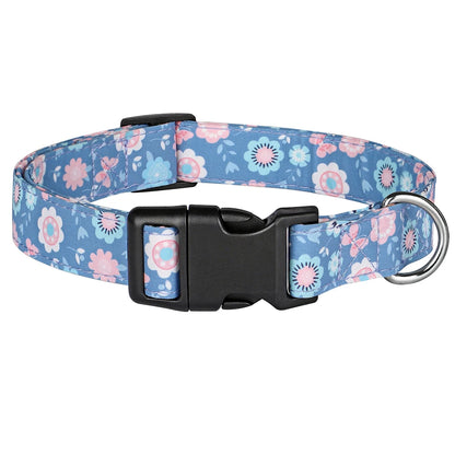 Adjustable Nylon Dog Collar - Cute Spring Summer Pet Necklace Purple