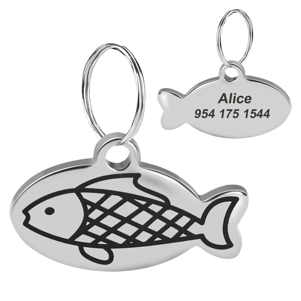 Personalized Cat Dog ID Tag - Engraved Nameplate for Collar WG S