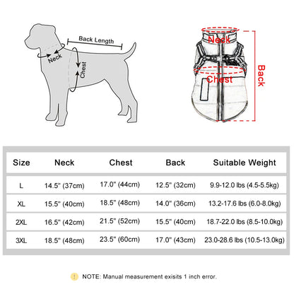 Waterproof Winter Dog Jacket with Reflective Belt - Warm Vest Coat