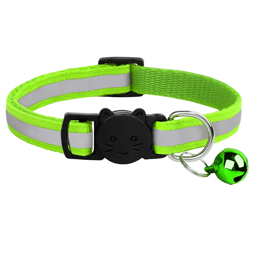 Breakaway Cat Collar with Bell - Reflective Safety Nylon Collar FL 20-33cm