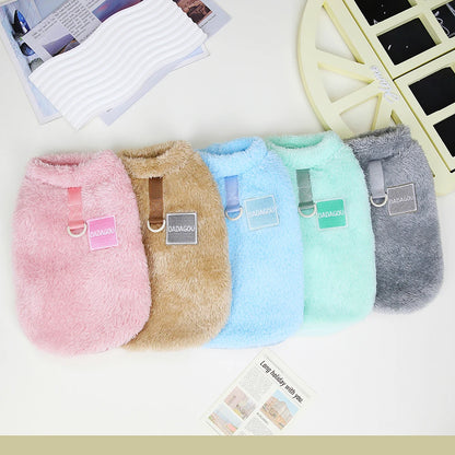 Soft Plush Dog Clothes T-Shirt Small Medium Dogs Cats - Warm Outfit
