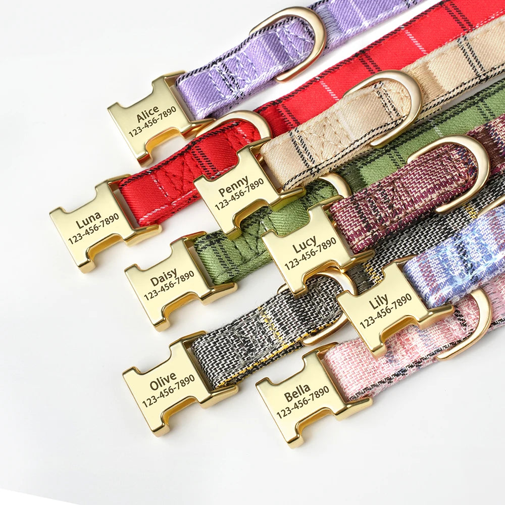 Custom Dog Collar Bowknot Engraved Pet ID Nylon Small Medium