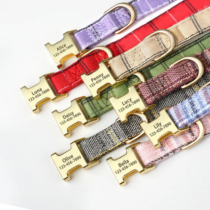 Custom Dog Collar Bowknot Engraved Pet ID Nylon Small Medium
