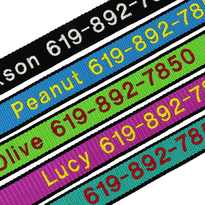 Custom Dog Collar with Embroidered Name - Adjustable Nylon Pet ID