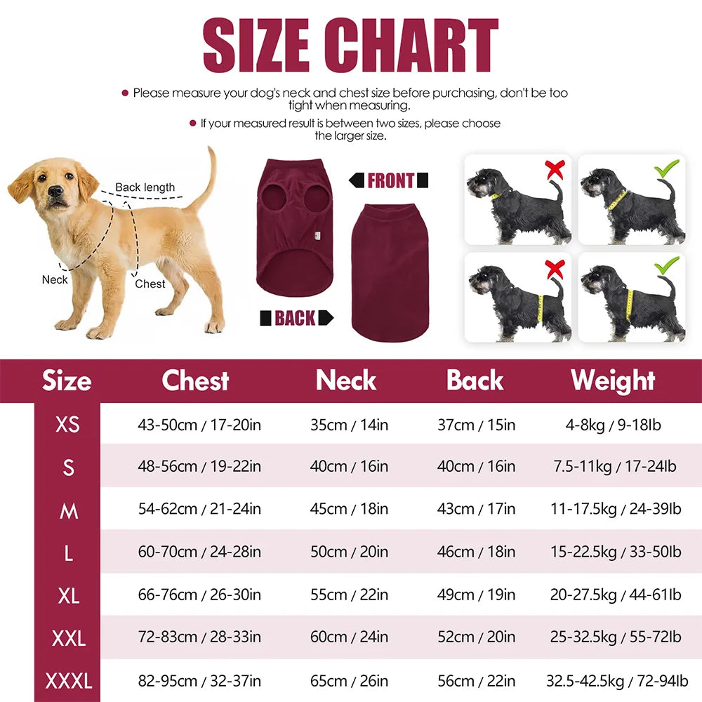 Soft Winter Dog Jacket - Stretchy Pullover Vest for Small to Large Dogs