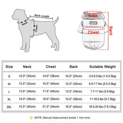 Warm Winter Dog Jacket with Fur Collar - Thick Outdoor Coat