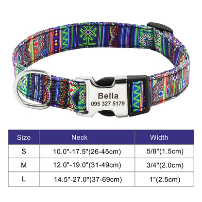 Custom Dog Collar with Free Engraving - Personalized Pet ID Nylon 030 Blue