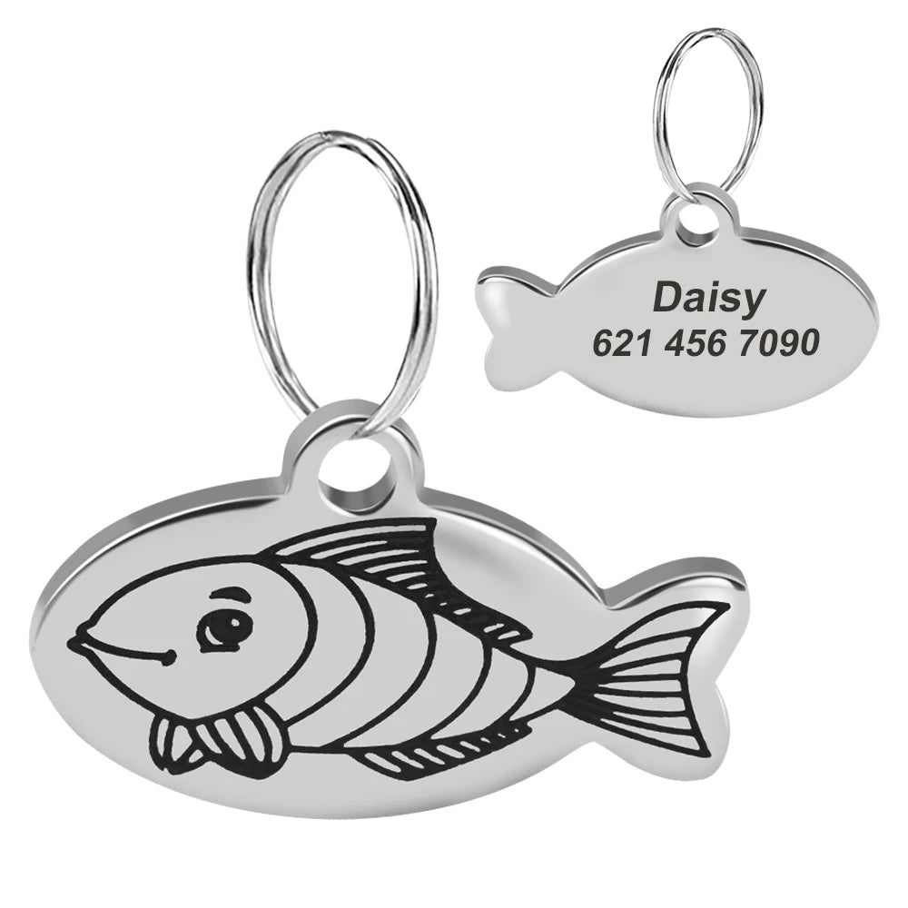 Personalized Cat Dog ID Tag - Engraved Nameplate for Collar JY S
