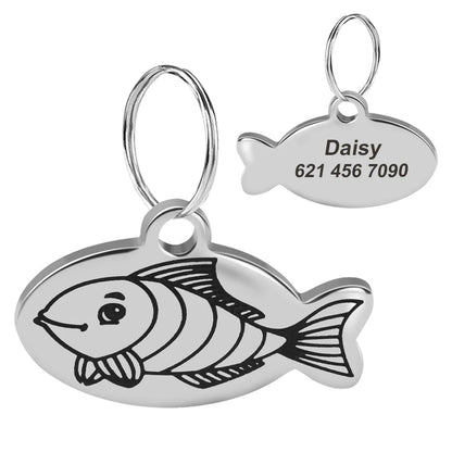 Personalized Cat Dog ID Tag - Engraved Nameplate for Collar JY S