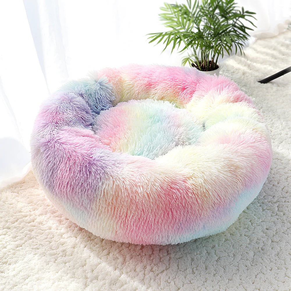 Super Soft Cat Bed House - Warm Winter Pet Sleeping Nest for Cats and Small Dogs rainbow