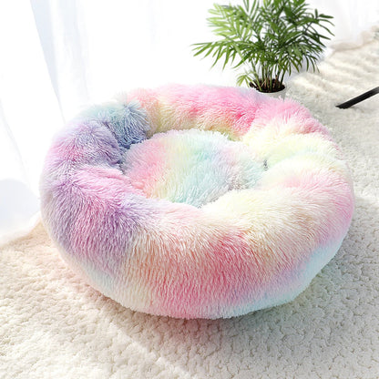 Super Soft Cat Bed House - Warm Winter Pet Sleeping Nest for Cats and Small Dogs rainbow