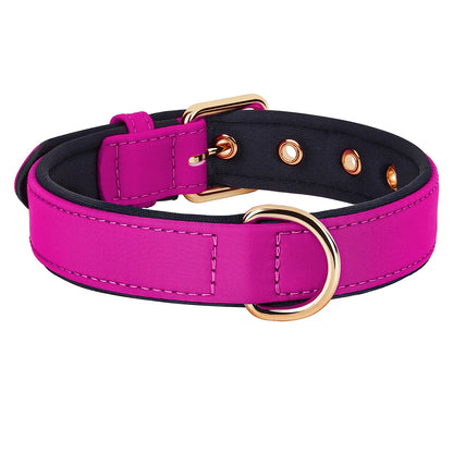 Waterproof Dog Collar - Durable Nylon with Soft Padding Rose Red