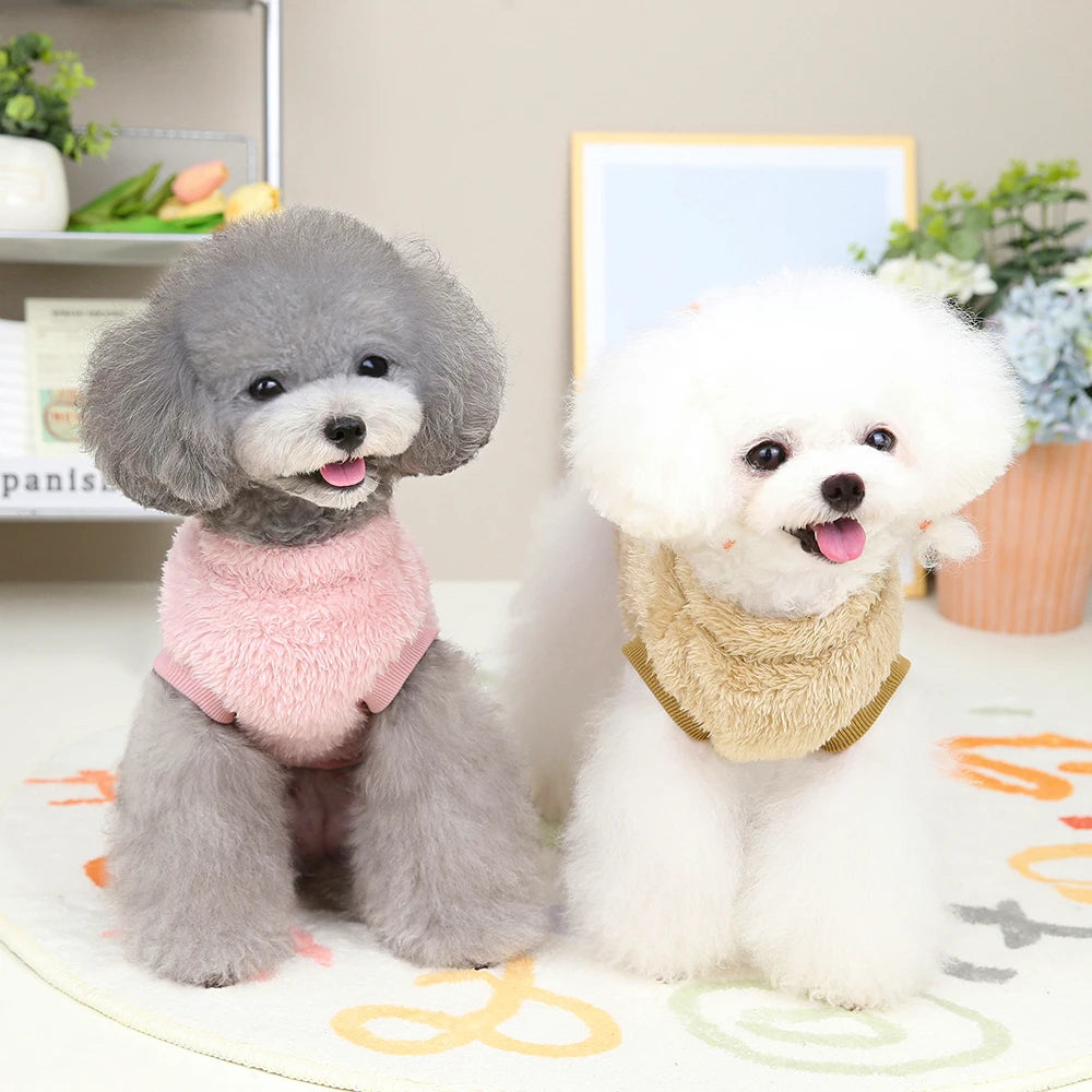 Soft Plush Dog Clothes T-Shirt Small Medium Dogs Cats - Warm Outfit