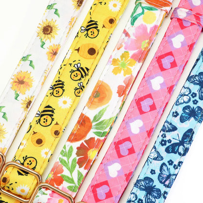Custom Floral Dog Collar with Free Nameplate - Personalized Pet ID