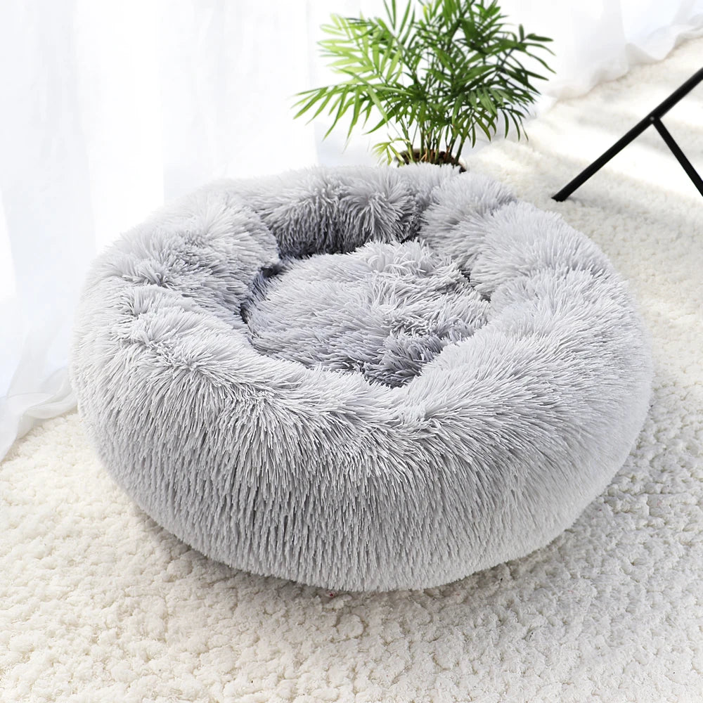 Super Soft Cat Bed House - Warm Winter Pet Sleeping Nest for Cats and Small Dogs light gray