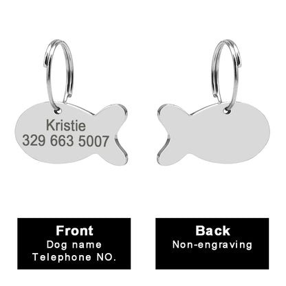Personalized Cat Dog ID Tag - Engraved Nameplate for Collar 026 FISH S